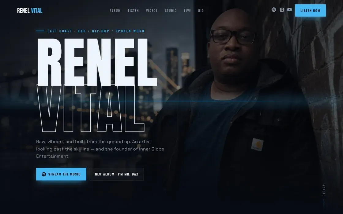 Renel Vital's site on a computer